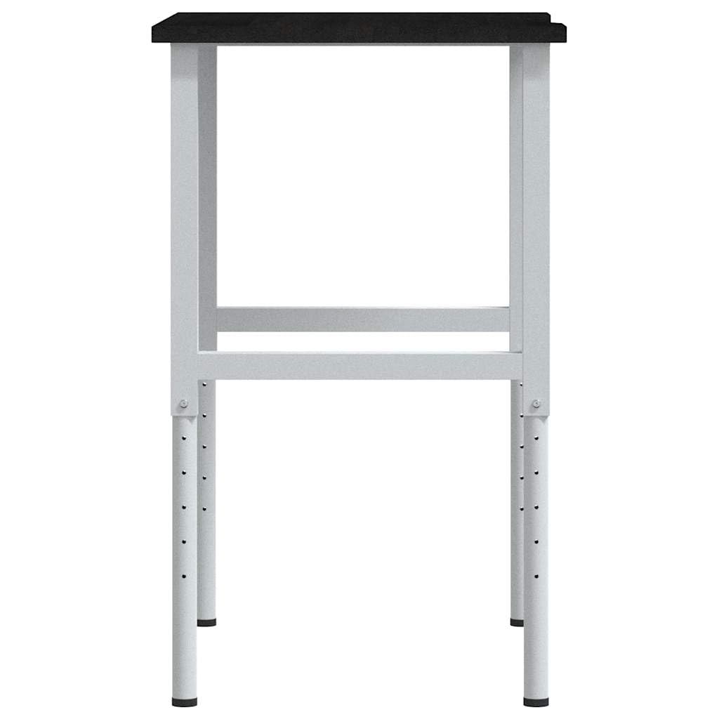 Banco de trabajo de roble macizo marrón oscuro, 80 x 60 x (71,5 – 98) cm con estructura de metal resistente, gran área de trabajo para talleres y proyectos de bricolaje, estable
