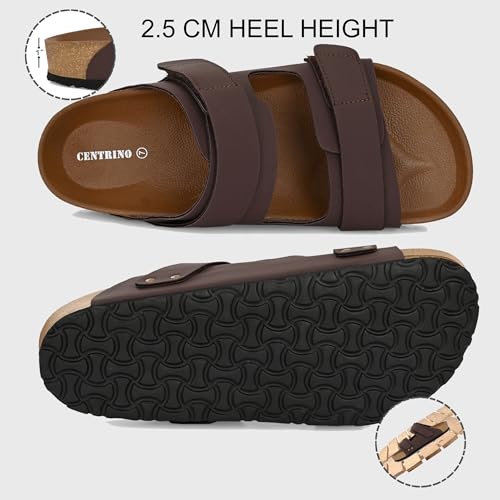 Image of Centrino Men's Berkin-Style Slip-On Sandals | Open Toe Design | Soft PU Footbed | Lightweight & Comfortable | Arch Support | On-Grip Sole | Casual Outdoor Wear (9207)