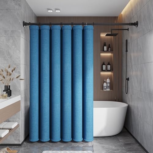 Beydodo Polyester Shower Curtain Liner 48x72, Bath Shower Curtain Decoration 120x180 Blue Linen Look Shower Curtain with Hooks