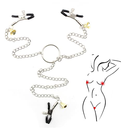 Adjustable Nipple Clamps with Three Clips, Bondage Nipple Clamps, Non Piercing Nipple Rings, Nipple Rings Breast Stimulation Toy