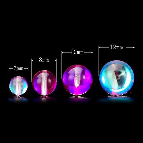 Rubyca Round Moonstone Crystal Glass Beads Aura Iridescent For Jewelry Making (1 Strand, 10Mm, Pink) #TOP3