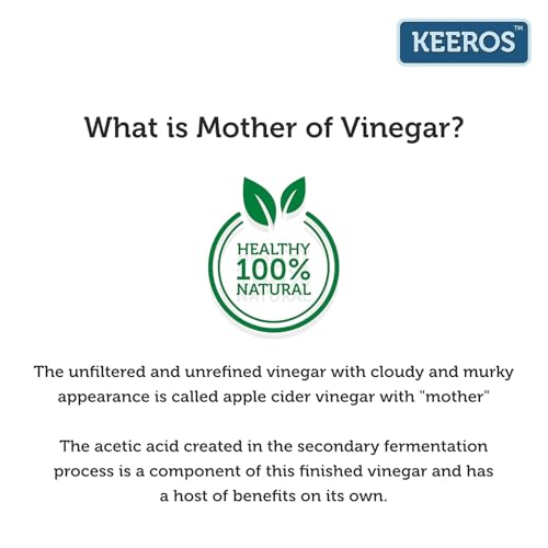 Image of Keeros Apple Cider Vinegar with Mother | Raw, Unfiltered & Unpasteurised ACV | Rich in Antioxidants | Supports Digestion, Blood Sugar Control & Heart Health | Natural Detox Drink (500ml, Pack of 3)