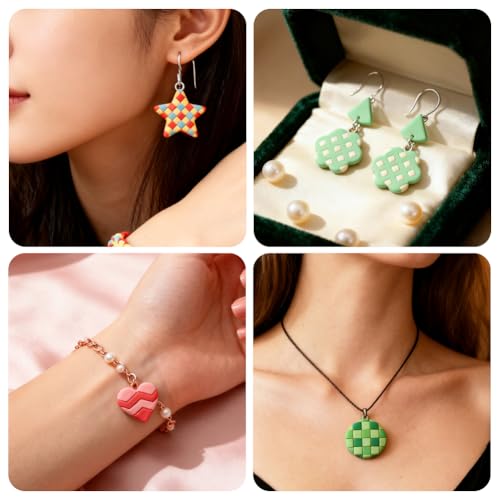 Image of ORIGACH 15 Pcs Rectangular Grid Theme Polymer Clay Cutters Set Heart Star Circle Earring Clay Cutter DIY Craft Supplies Clay Sculpting Tools for Earring and Jewelry Making