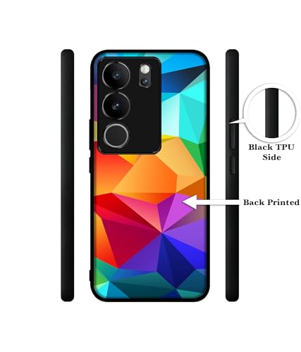 Image of Colorful Pattern Design Premium 2D Printed Metal Back Case Cover for Vivo V29 5G / V29 Pro 5G