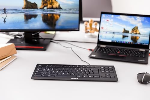 Image of Cherry Stream Keyboard TKL, Wired Keyboard Without Number Pad, Whisper Quiet Keys, Unique Typing Feel, Slim Design, SX Scissor Switches, QWERTY, White-Gray