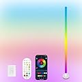 EcoMyLife Corner Floor Lamp, 59" RGB Plus IC Dimmable White LED Floor Lamps, Smart Modern Corner Lamp with Remote, Tall Standing Lamp Bedroom Living Room Essentials, Music Sync for Game Room Decor