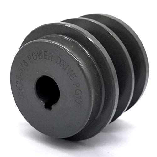 Double V-Groove Cast Iron Drive Pulley 2.5'' Diameter, 5/8" Bore