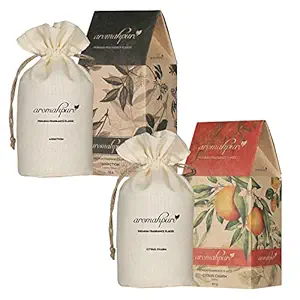 Aromahpure Premium Car Perfume Fragrance Flakes - Addiction - ?Leather Fragrance and Charming Citrus- Orange & Lemon, Luxury Car Air Freshener made Organically with Essential Oil, Grains, and Flakes - 50Gms, Refresh your car for 30 days (Pack of 2)