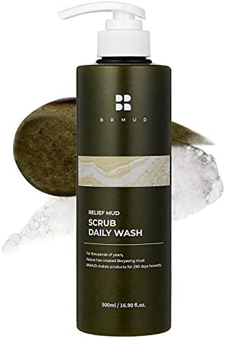 BRMUD Relief Mud Scrub Body Wash for Anti-Acne Exfoliating With Mud Powder 500ml (16.9 fl.oz.) - For Sebum Control, Unclog Cleanser with BHA, Chest, Shoulder, Back, & Butt Pimple Treatment