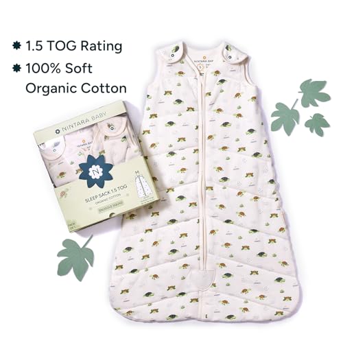 Image of NINTARABABY 1.5 TOG Sleep Sack - Organic Cotton | Soft, Breathable, Winter Swaddle, Wearable Blanket for Newborns (9-15 Months), Unisex Sleeping Bag, Gifts for Babies