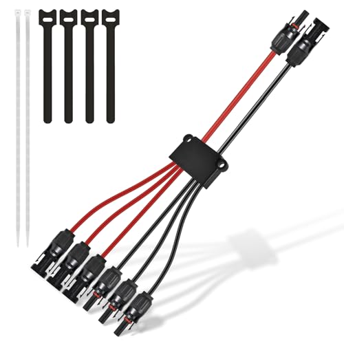 Usngsny Solar Parallel Connectors for 3 Solar Panels - 2 to 6 Y Branch Adapter, Tool-Free, IP...