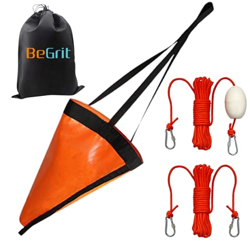 BeGrit Ancora Galleggiante per Pesca 24'' 60CM Drift Sock Sea Anchor Sea-Drogue Ancora per Barca Set di Ancoraggio Leggero in PVC per Lago Fiume Oceano Ancoraggio o Borsa da Pesca a traina