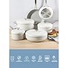 Sur La Table Kitchen Essentials Potluck Porch 10 Piece PFA Free Ceramic Non stick Interior Forged Aluminum Cookware Pots and Pans Set W/Aluminum Lids - Linen White - Induction Compatible #3
