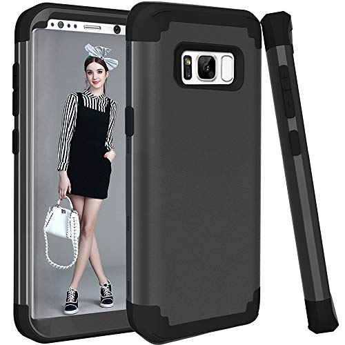 Phone Case for Samsung Galaxy S8 Hard Cover Shockproof Soft Silicone Bumper Hybrid Three Layer Defender Heavy Duty Protective Cell Accessories Glaxay S 8 8S Edge SM-G950U Cases Women Men Black