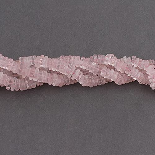Quartz rose smooth square heishi beads fil 16" rose quartz thin beads SB1521