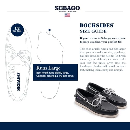 Image of Sebago Portland Boat Shoes - Full-Grain Leather Moccasins, Handsewn with Leather Sock Lining and Non-Marking, Slip-Resistant Sipped Rubber Outsoles