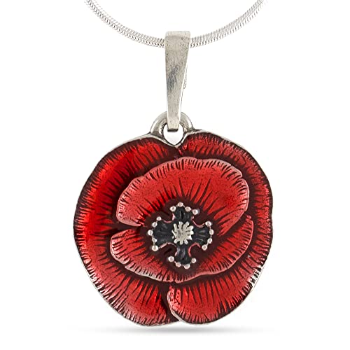 Danforth 66-029-2800 Remembrance Poppy Snake Chain Necklace (Red) – Handcrafted Pewter Memorial Necklace cover