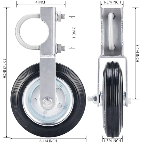 Image of Heavy Duty Farm Gate Helper Wheels - 6 Inch, 1-5 /8 inch to 2 inch Frame, Silver - 2 Pcs