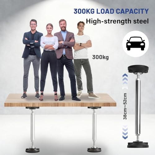 Qivine 2 Stück Stützen Höhenverstellbar, Verstellbares Teleskop Montagestütze Bis zu 300 Kg, Adjustable Teleskopstützen Kurz für Wandschränke, Badezimmerschränke, TV-Schränke (38~52cm)