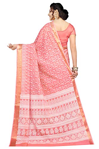 Image of RANI SAAHIBA Women's Poly Cotton Printed Saree With Blouse Piece (SKR6990 Gajari Pink)