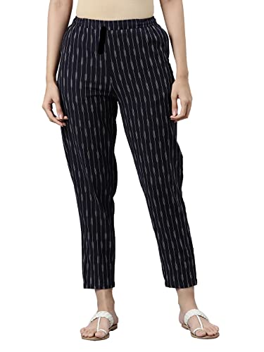 Image of GO COLORS Ikat Print Beige Printed Pencil Pant for Women | Breathable, Side Pocket