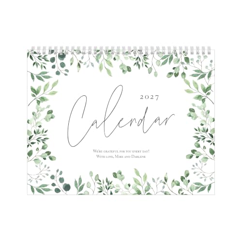 Let's Make Memories Personalized Photo Calendar - Custom 2027 Photo Wall Calendar - Upload Your Photos - Matte Finish - Spiral Bound - 8.5"x11" - Watercolor Leaves