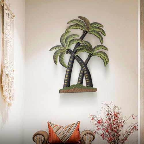 Aixinhai Palm Tree Metal Wall Sculpture Tropical Beach Decor Metal Wall Art for Indoor or Outdoor Beach Outdoor Wall Ornament Tropical Metal Tree Sculptures Contemporary Coastal Wall Pieces - Image 6