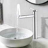HOMELODY Rubinetto per lavabo, cromato alto, doppio beccuccio girevole a 360°, altezza del beccuccio 215 mm, rubinetto in acciaio inox, rubinetto per bagno, miscelatore monocomando per lavabo