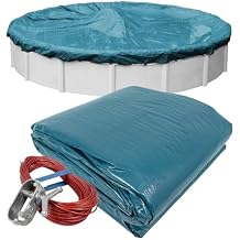 Pool Mate 24 ft Deluxe Blue Winter Pool Cover for Above Ground Pools, 4 ft Overlap 28 ft Cover Size, Solid 10 x 10 Scrim, 2.91 oz/yd2, Style 5824-4A