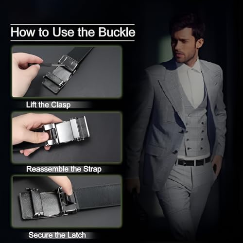 Image of Contacts Automatic Belt Buckles for Men - Ratchet Belt Strap Replacement or Custom Fit, Fits Waist 28-42 Inches - No Strap Included
