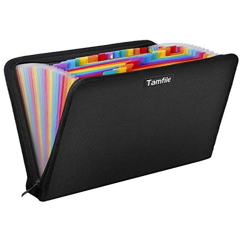 Fire Retardant 24 Pocket Lever Arch File Folder with Tamfile Zip for File Storage, Multi-Colour Lever Arch File for Home or Office (36.5 x 25 x 4 cm) Cover