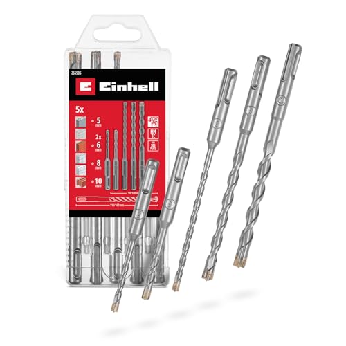 Original Einhell SDS Plus Set 4C 5 pcs 110/160 mm (carbure 4 taillants, pointe centrage, double spirale, emmanchement SDS Plus)