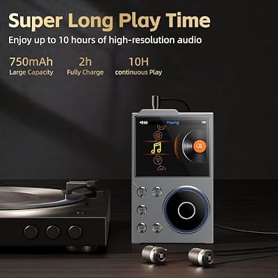 HiFi MP3 Player with Bluetooth, Lossless DSD DAC High Resolution Portable Digital Audio Music Player, Bi Directional Bluetooth5.3, Built in 16GB Memory, Support Up to 256GB