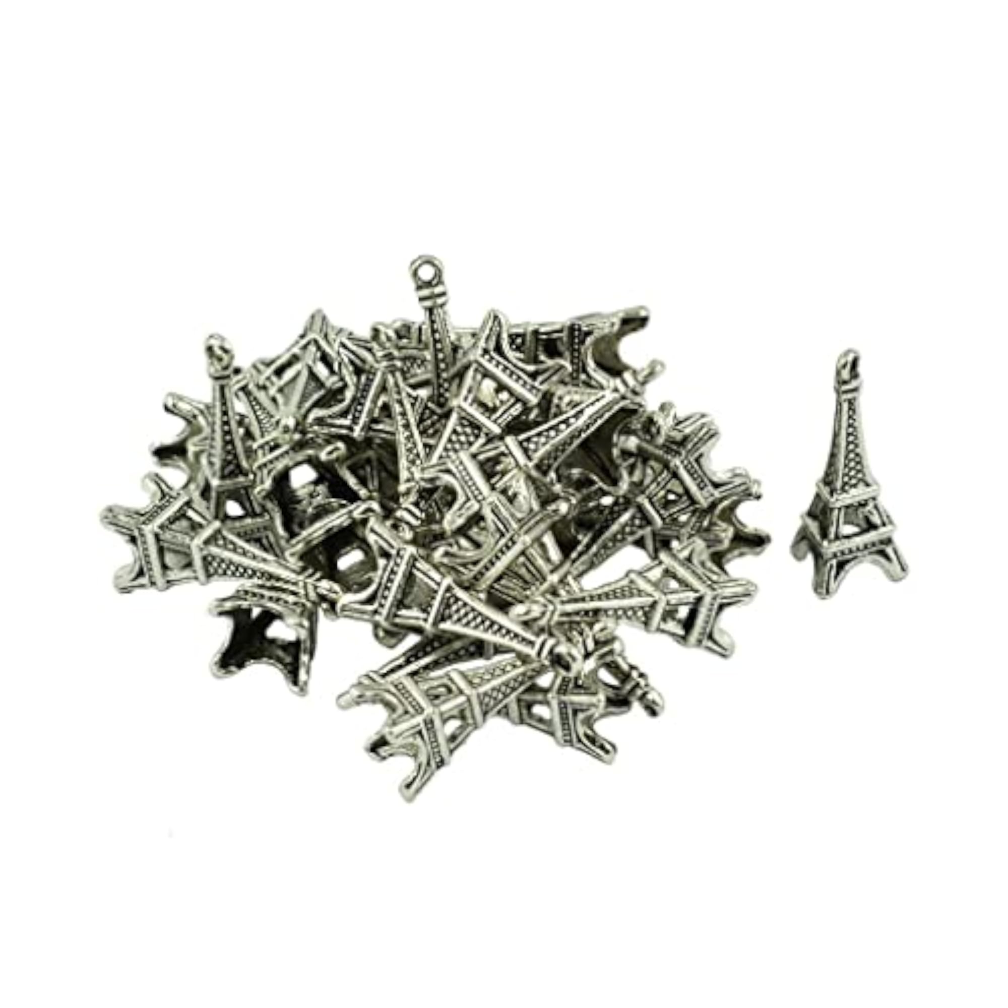 30 Pieces Zinc Alloy Tibetan Silver Eiffel Tower Charms