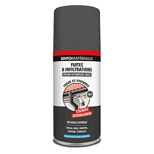 SINTO - Spray Etanchéité - Résine Bitumeuse - Répare Fuites et Infiltrations - Protège de la Rouille - Reste Flexible - Intérieur Extérieur - Se Peint -...