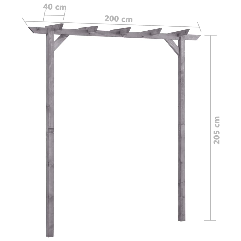 vidaXL Pergola ogrodowa, szara, 200x40x205 cm, impregnowana sosna
