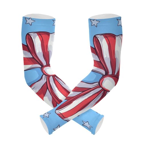 PaChyLuu Colorful Bows UV Sun Protection Arm Sleeves Cooling Compression Arm Sleeves with Thumb Hole for Men Women Golf Volleyball
