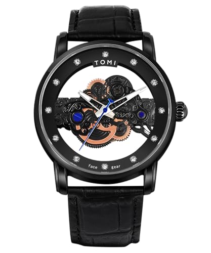 CIVO Reloj Hombre Deportivo Elegante: Impermeable Esqueleto Cuero Plata Hombres -...