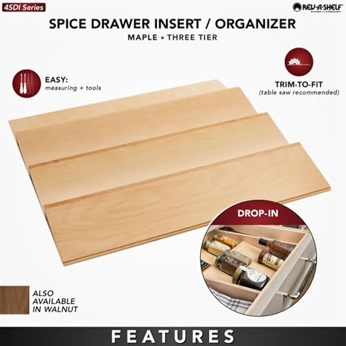 Image of Rev-A-Shelf 22 inch 3-Tiered Seasoning Organizer, Trim-to-Fit Spice Rack