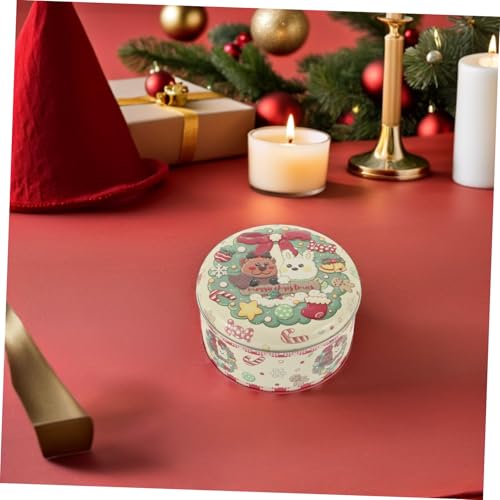 Cajas de hojalata para obsequio de Navidad de PRETYZOOM en un pack de 4 piezas redondas con tapa 8