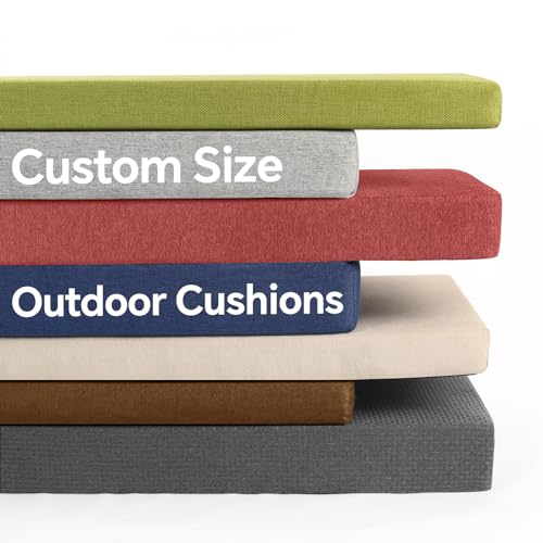 Focuprodu Custom Outdoor Bench Cushion. Patio Furniture Cushions with Non-Slip Design,for Indoor/Outdoor Furniture Bench Cushion.90+ Colors Available.(Custom Size)