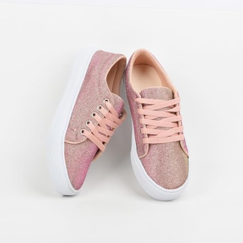 Tênis Feminino Casual de Gliter Sapatênis Confortavel,Leve, pro Dia a Dia (38, rosê)