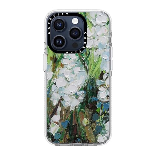 Coque antichoc iPhone 15 Pro transparente fleurs de squill avec MagSafe