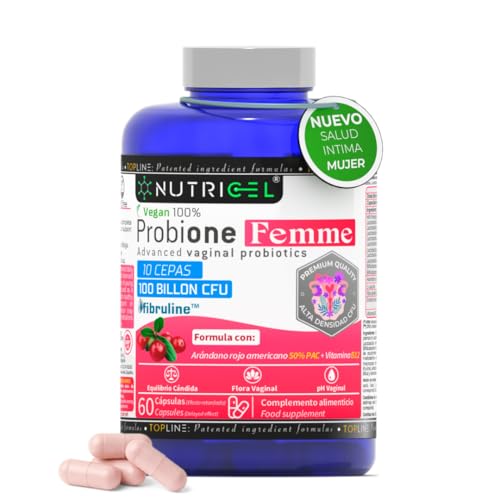 Probioticos Mujer Flora Intima - 100 Mil Millones UFC/Día - 10 Cepas bacterianas + Arandano rojo americano + Vitamina B12 - Patentado - Salud zona intima mujer - 100% Vegano | 60 cápsulas