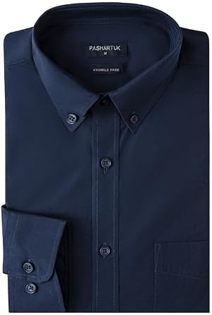PASHARTUK Wrinkle Free Regular Fit Mens Button Down Shirts Long Sleeve Dress Shirts for Men