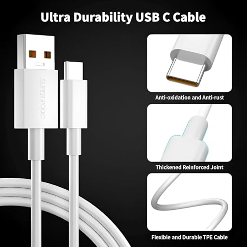 Image of Original Realme 120W Type C 1M Supervooc Charging Cable for Realme GT 6T,GT 6,Neo 7,GT 7 Pro,14 Pro,14 Pro+,GT 7,P3,P3 Pro,P3 Ultra,Neo 7 SE,Neo 7 Pro & Other USB C Devices 80Watt,White