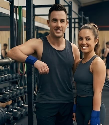 Image of Blue Gym Hand Wrap Gloves for Workout and Weight Lifting, 5 Feet Long, 2 Inches Wide, 1 Pair (Blue)