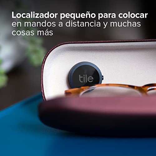 Tile Sticker (2022) buscador de objetos Bluetooth, Pack de 1, Radio búsqueda 45m, compatible con Alexa, Google Smart Home, iOS, Android, Busca llaves, mandos a distancia y más, Negro