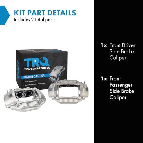 Image of TRQ Front Driver and Passenger Side Brake Caliper Set 2 Piece Caliper Brackets Hardware for 2016-2022 Toyota Sequoia 2016-2021 Tundra