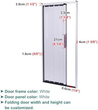 White Aluminum Accordion Soundproof Folding Door, Interior Room Divider for Bedroom, Closet, Stairwell, Entryway - Privacy Partition with Lock, 95x203cm (37.4x80in)
